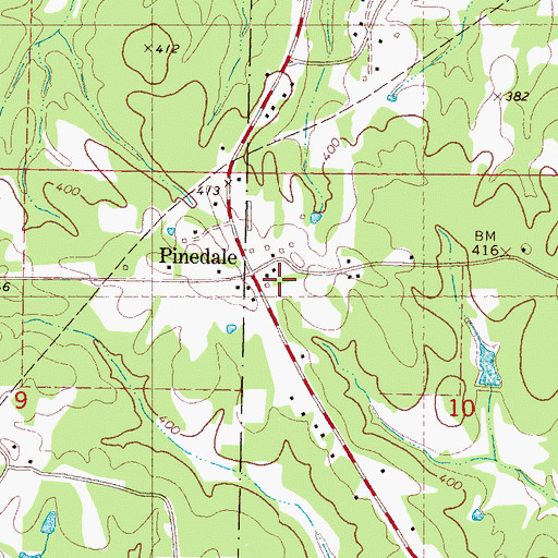 Topographic Map of Pinedale, MS