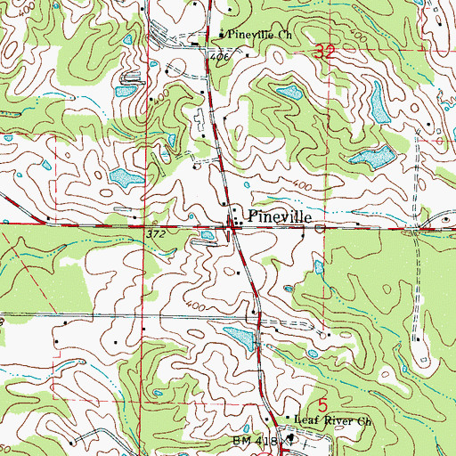 Topographic Map of Pineville, MS