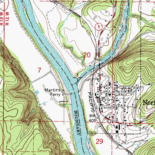 Topographic Map of Souths Ferry (historical), AR