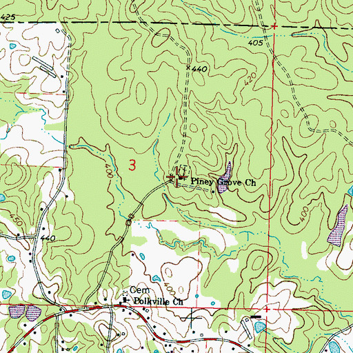 Topographic Map of Piney Grove Church, MS