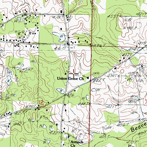 Topographic Map of Piney Grove School, MS