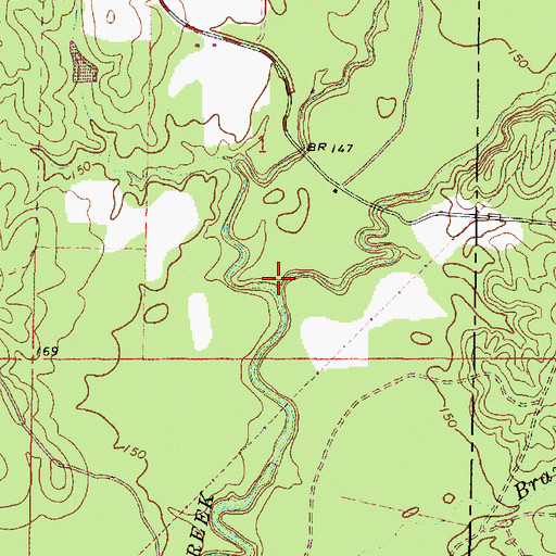 Topographic Map of Piney Woods Creek, MS