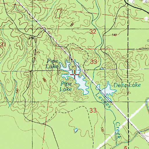 Topographic Map of Pipe Lake, MS
