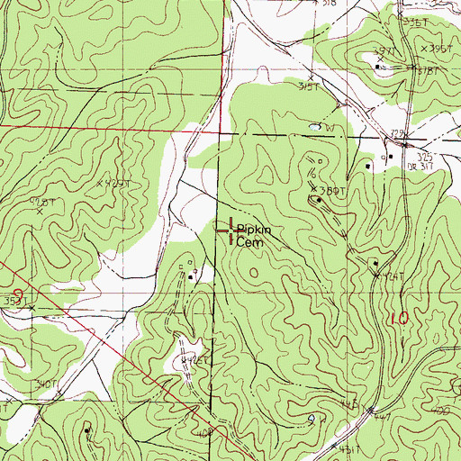 Topographic Map of Pipkin Cemetery, MS