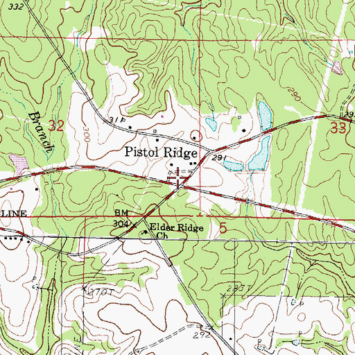 Topographic Map of Pistol Ridge, MS