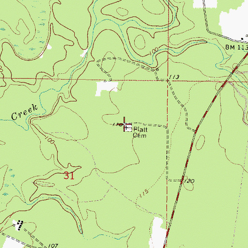 Topographic Map of Platt Cemetery, MS