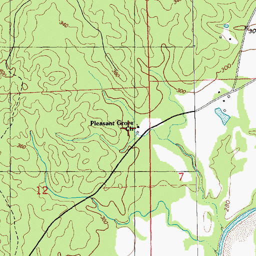 Topographic Map of Pleasant Grove Church, MS