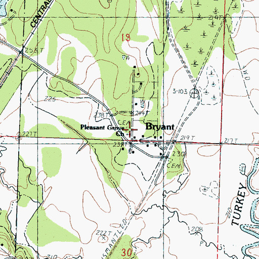 Topographic Map of Pleasant Grove Church, MS