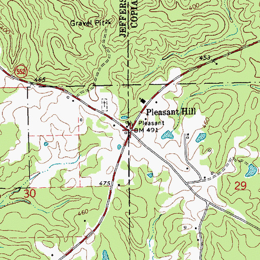 Topographic Map of Pleasant Hill, MS