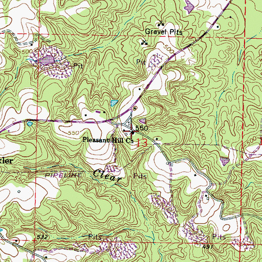 Topographic Map of Pleasant Hill Church, MS
