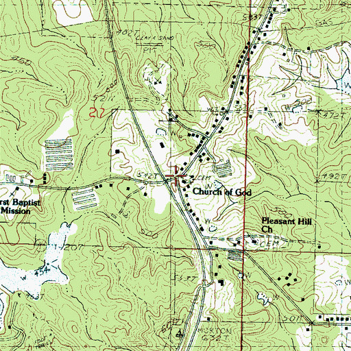 Topographic Map of Pleasant Hill Church, MS