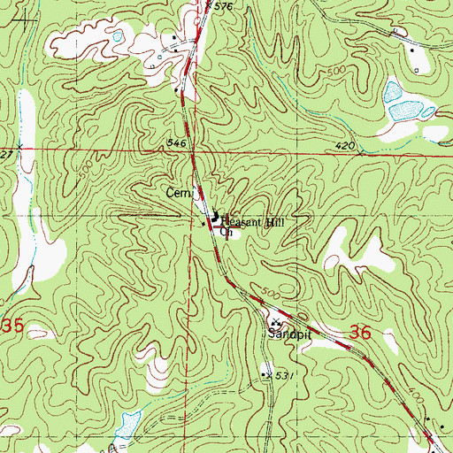 Topographic Map of Pleasant Hill Church, MS