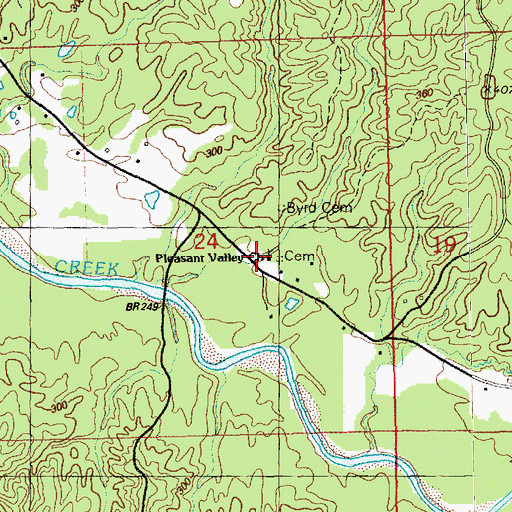 Topographic Map of Pleasant Valley Baptist Church, MS