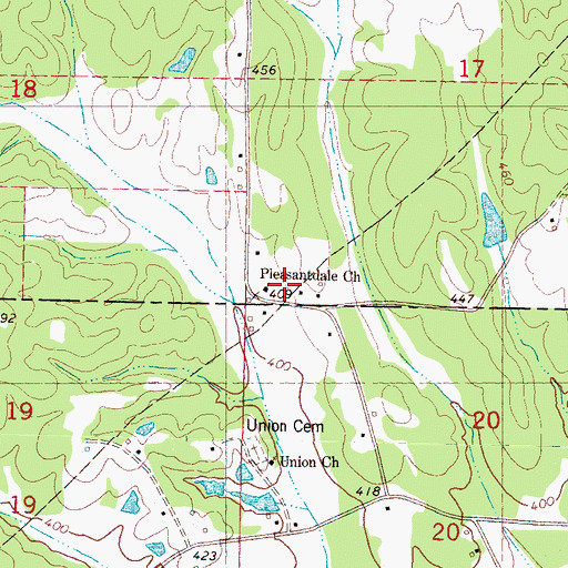 Topographic Map of Pleasantdale Church, MS