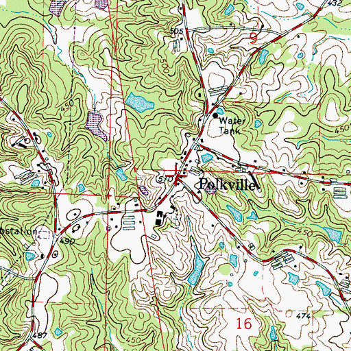 Topographic Map of Polkville, MS