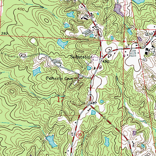 Topographic Map of Old Polkville Cemetery, MS