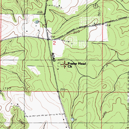 Topographic Map of Poplar Head Church, MS