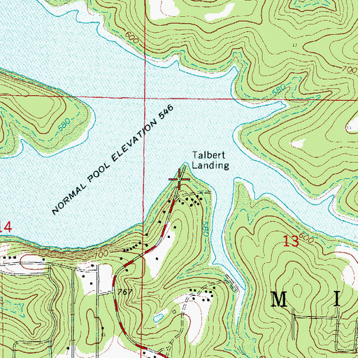 Topographic Map of Talbert Use Area, AR