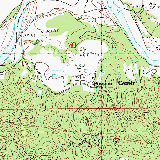 Topographic Map of Possum Corner, MS