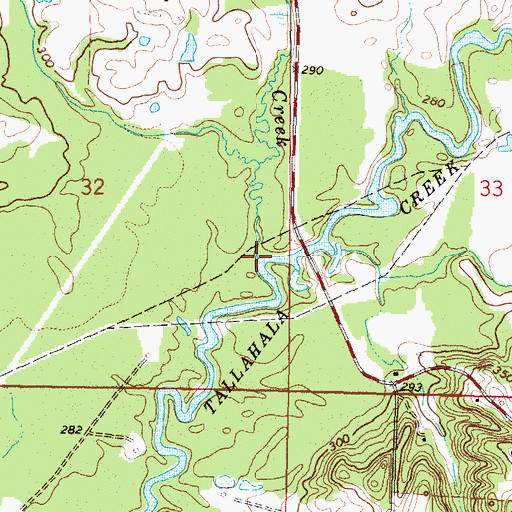 Topographic Map of Prairie Creek, MS