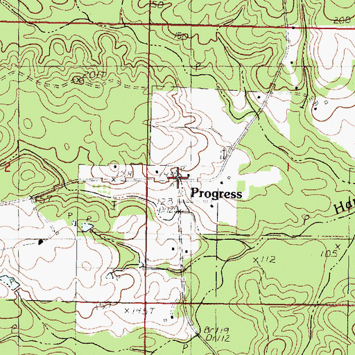 Topographic Map of Progress, MS