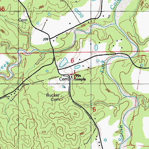 Topographic Map of Prys Temple, MS