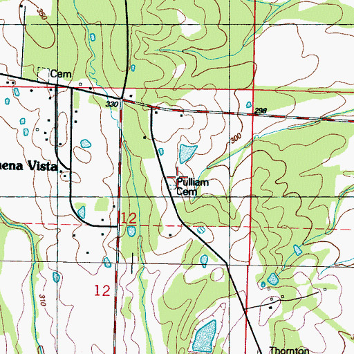 Topographic Map of Pulliam Cemetery, MS