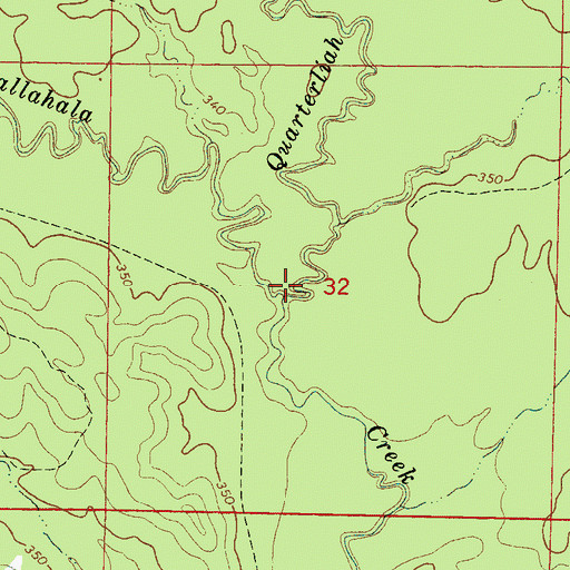 Topographic Map of Quarterliah Creek, MS