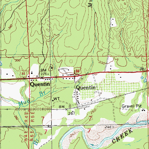 Topographic Map of Quentin, MS
