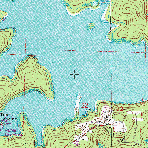 Topographic Map of Traceys Ford (historical), AR