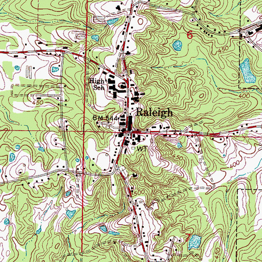 Topographic Map of Raleigh, MS