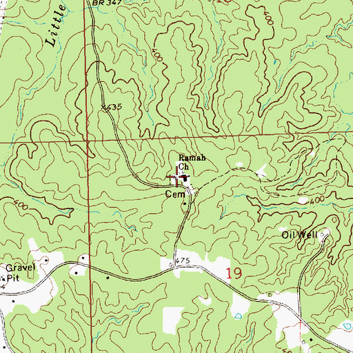 Topographic Map of Ramah Baptist Church, MS