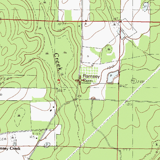 Topographic Map of Ramsey Cemetery, MS