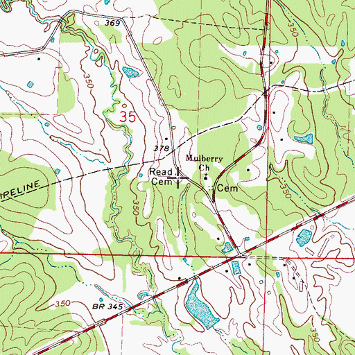 Topographic Map of Read Cemetery, MS