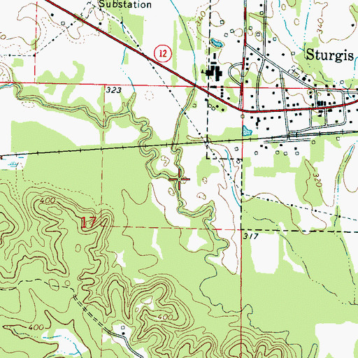 Topographic Map of Red Bank Creek, MS