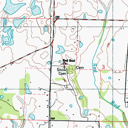 Topographic Map of Redbud Missionary Baptist Church, MS