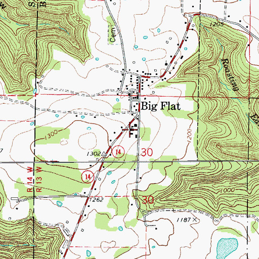 Topographic Map of Tri-County High School, AR