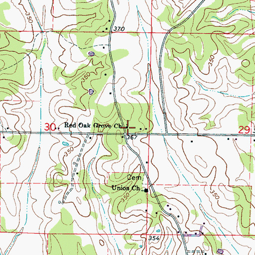 Topographic Map of Red Oak Grove Church, MS