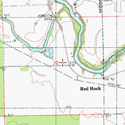 Topographic Map of Red Rock, MS
