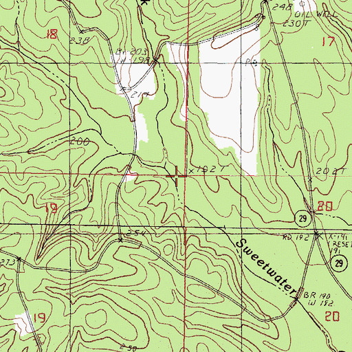 Topographic Map of Redhill Branch, MS