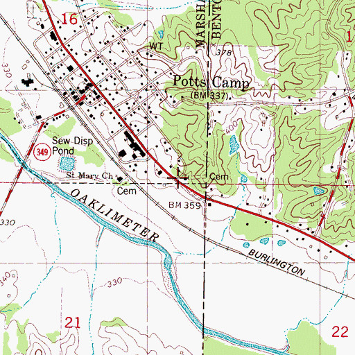 Topographic Map of Reeds Gift Church, MS