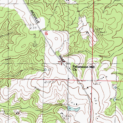Topographic Map of Riceville, MS