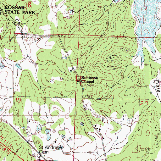 Topographic Map of Roberson Chapel, MS