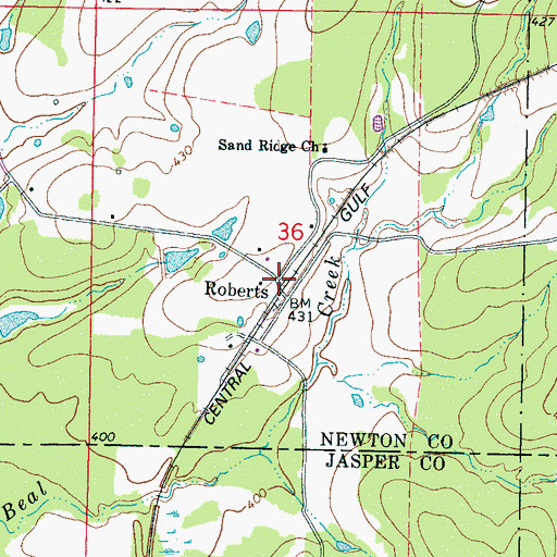 Topographic Map of Roberts, MS
