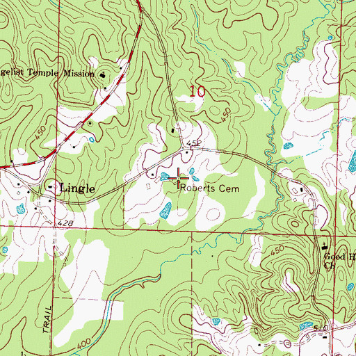 Topographic Map of Roberts Cemetery, MS