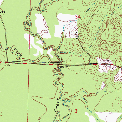 Topographic Map of Roberts Creek, MS