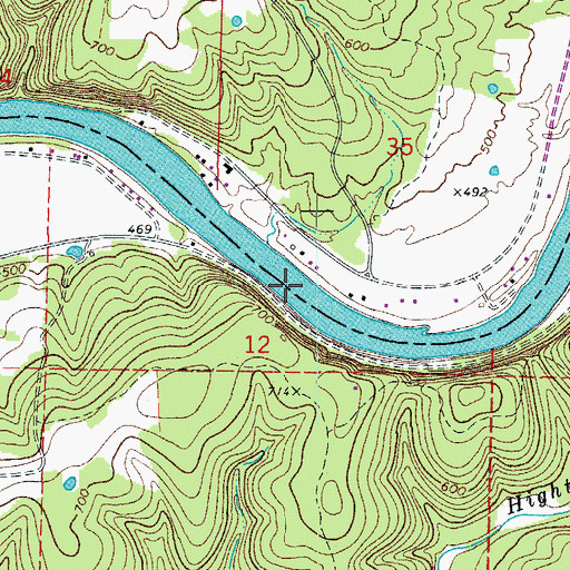 Topographic Map of Whites Ferry (historical), AR