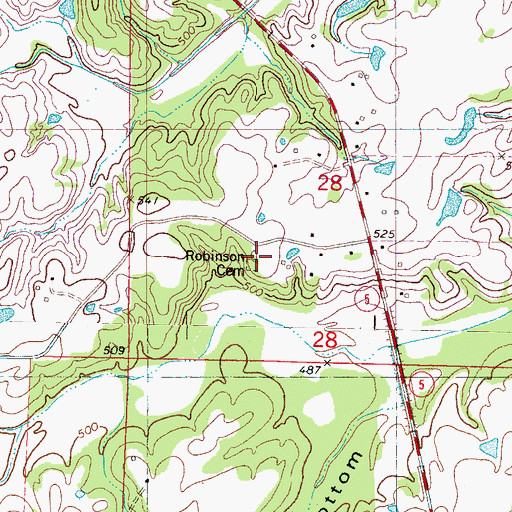 Topographic Map of Robinson Cemetery, MS