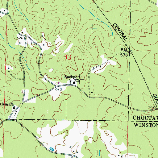 Topographic Map of Rockport Church, MS