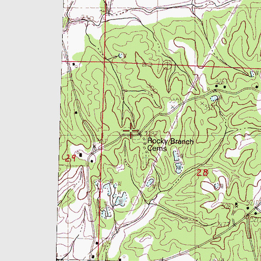 Topographic Map of Rocky Branch Cemeteries, MS